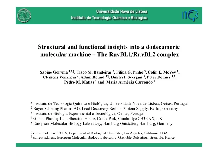 structural and functional insights into a dodecameric