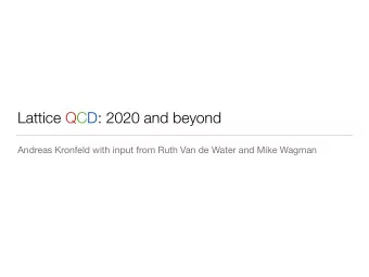 Lattice QCD: 2020 and beyond  Andreas Kronfeld with input from Ruth Van de Water and Mike Wagman