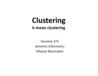 Clustering  k-mean clustering  Genome 373  Genomic Informatics  Elhanan Borenstein  A quick review