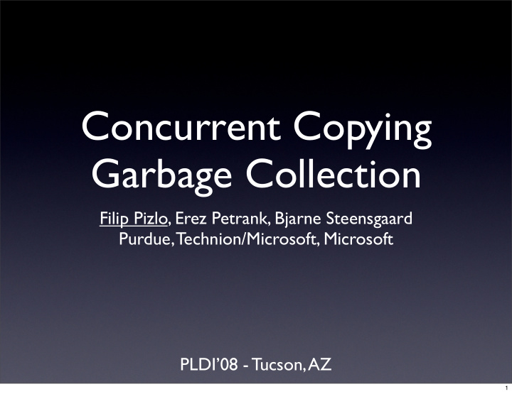 concurrent copying garbage collection