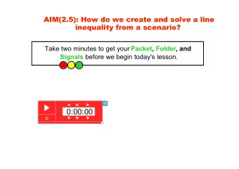 Take two minutes to get your Packet, Folder, and Signals before we begin today's lesson.  Aim 2.5: