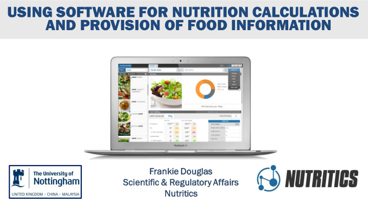 using software for nutrition calculations