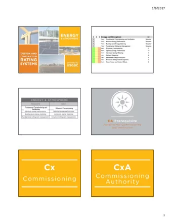 1/6/2017  1  1/6/2017  Commissioning Benefits  Fewer Change Orders  Fewer corrective actions