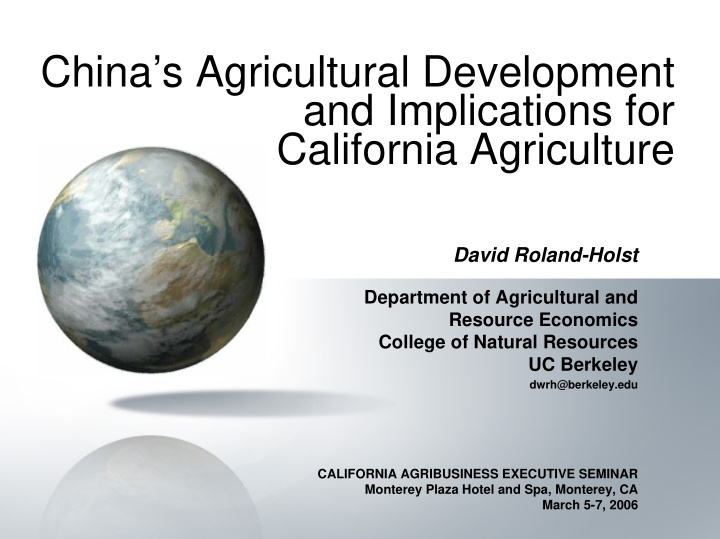 china s agricultural development and implications for