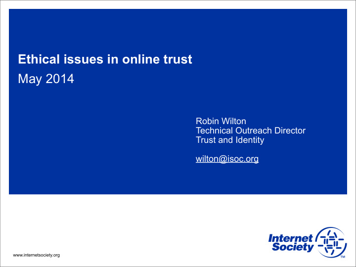 ethical issues in online trust may 2014