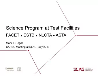 Science Program at Test Facilities FACET  ESTB  NLCTA  ASTA  Mark J. Hogan  SAREC Meeting