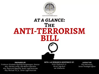 ANTI-TERRORISM  BILL  WITH THE RESEARCH ASSISTANCE OF:  PREPARED BY:  LAYOUT BY:  Amer Madcasim,