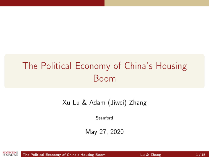 the political economy of china s housing boom