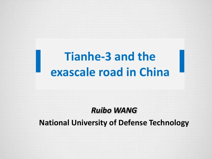 exascale road in china