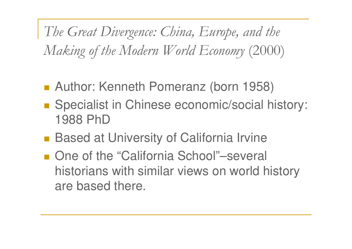 the great divergence china europe and the making of the