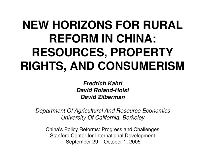 new horizons for rural reform in china resources property
