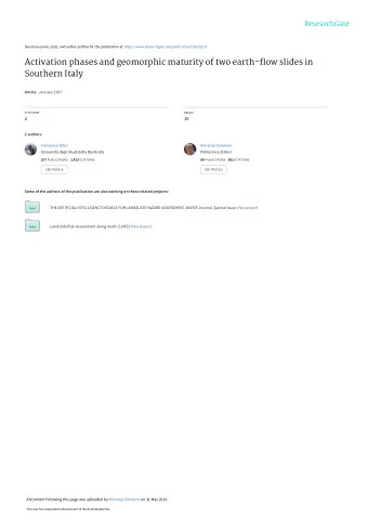 Activation phases and geomorphic maturity of two earth-flow slides in  Southern Italy Article