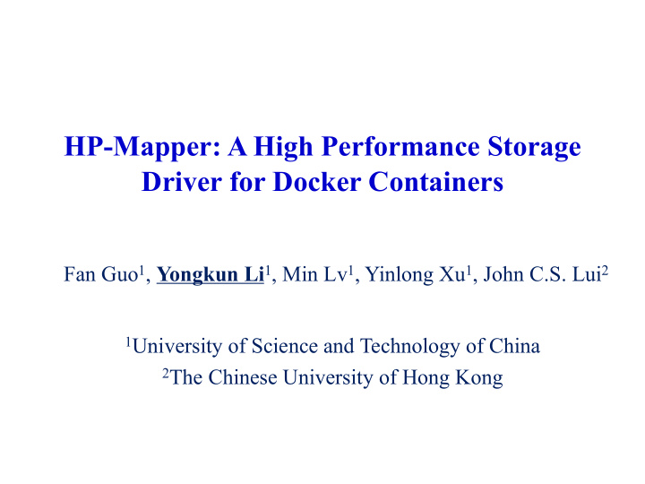 hp mapper a high performance storage driver for docker