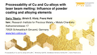 processability of cu and cu alloys with
