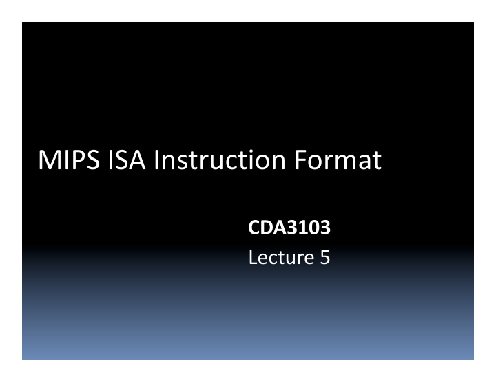 mips isa instruction format