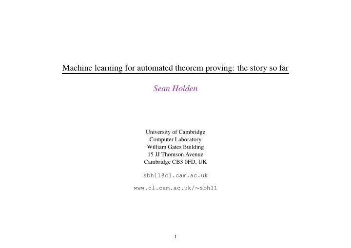 machine learning for automated theorem proving the story