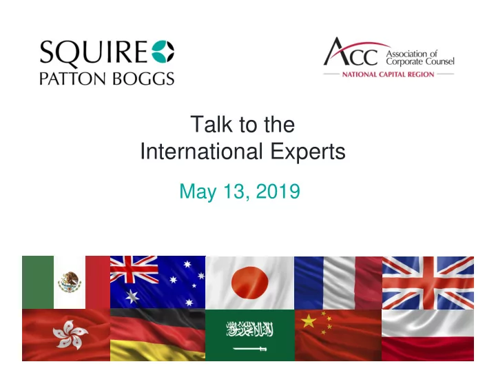 talk to the international experts