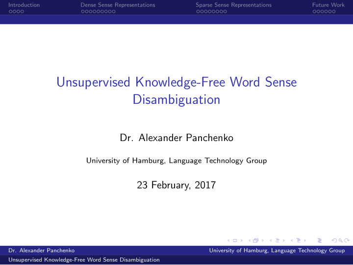 unsupervised knowledge free word sense disambiguation