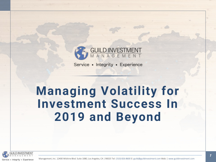 managing volatility for investment success in