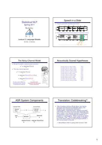 Statistical NLP  Frequency gives pitch; amplitude gives volume    Spring 2011  s             p