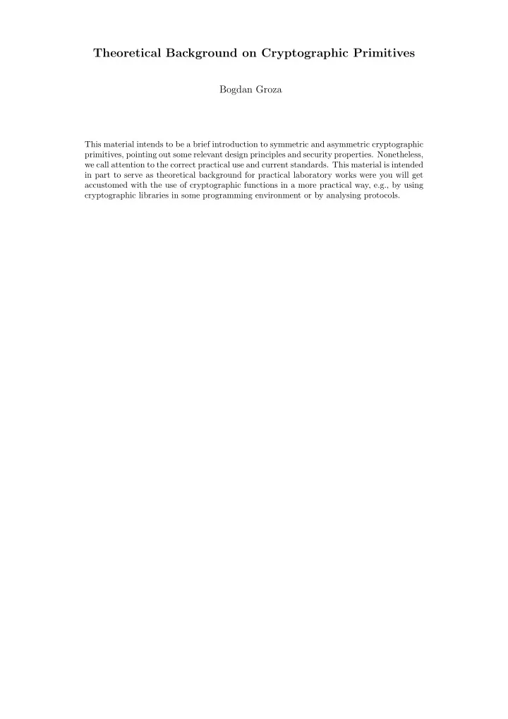 theoretical background on cryptographic primitives