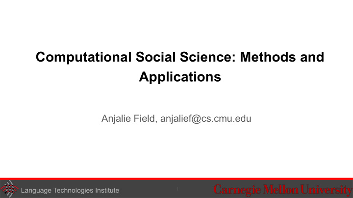 computational social science methods and applications