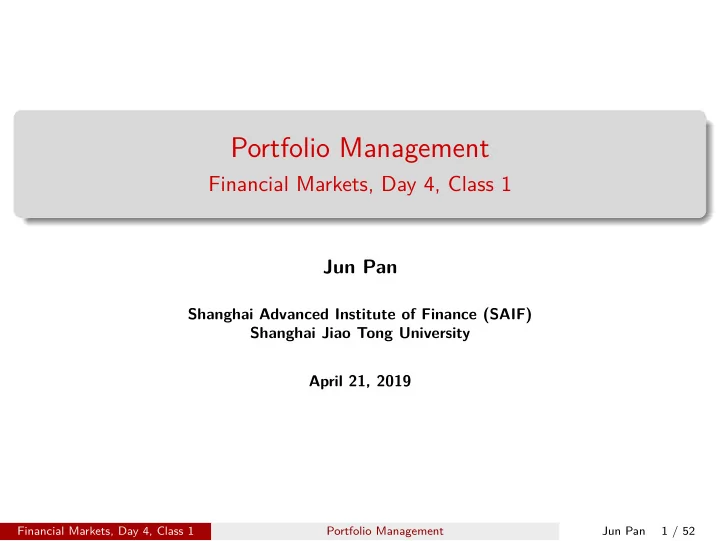 portfolio management