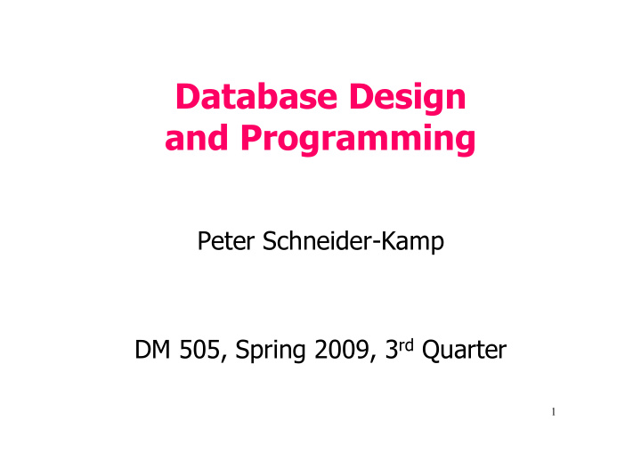 database design and programming