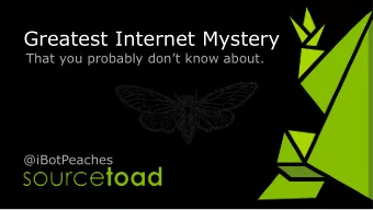 Greatest Internet Mystery  That you probably dont know about.  @iBotPeaches  Story Time