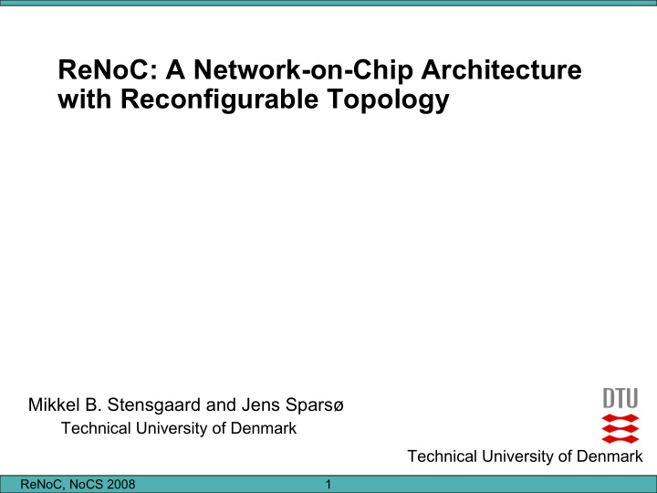 renoc a network on chip architecture with reconfigurable