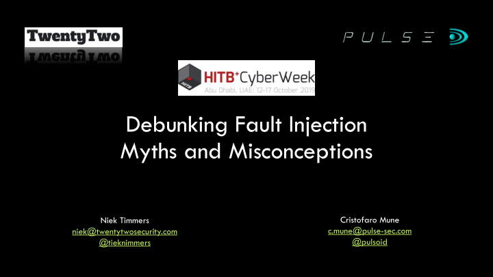 debunking fault injection