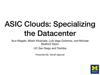 ASIC Clouds: Specializing  the Datacenter  Ikuo Magaki, Moein Khazraee, Luis Vega Gutierrez, and