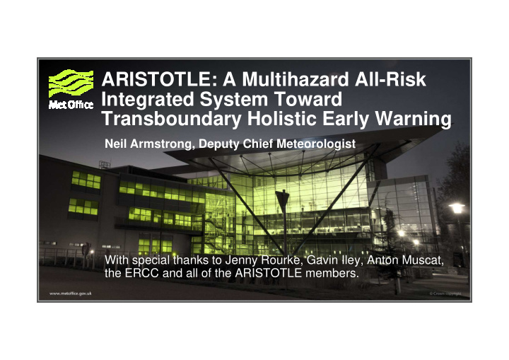 aristotle a multihazard all risk integrated system toward