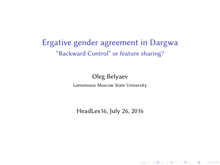 ergative gender agreement in dargwa