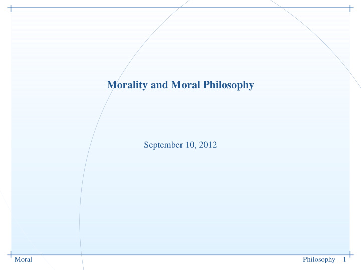 morality and moral philosophy