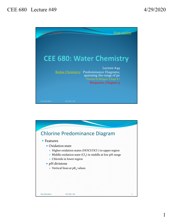 chlorine predominance diagram