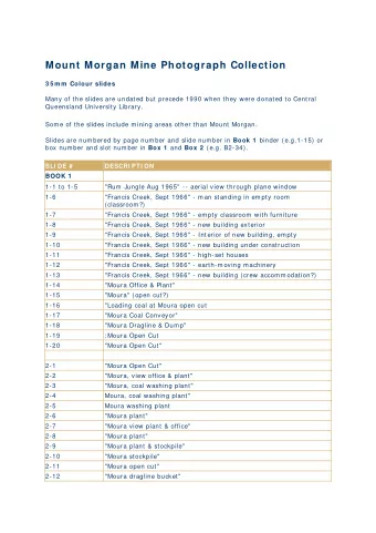 Mount Morgan Mine Photograph Collection  3 5 m m  Colour slides  Many of the slides are undated but