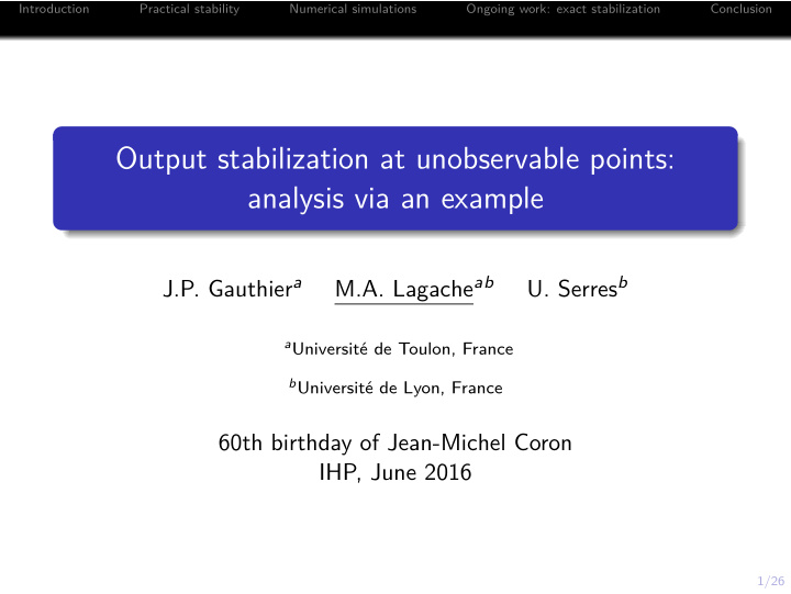 output stabilization at unobservable points analysis via