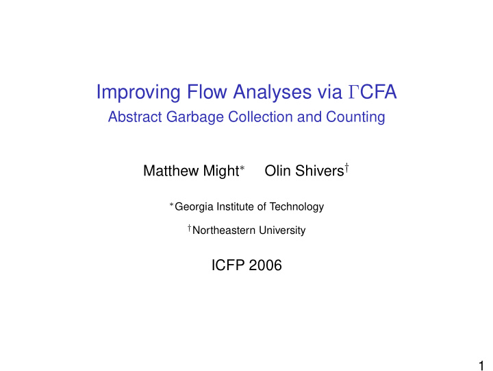 improving flow analyses via cfa
