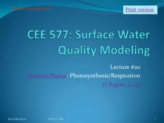 (Chapra, L24)  David Reckhow  CEE 577  #20  1  General Model  Kinetics  Atmosphere (K a ) K 2 K 4
