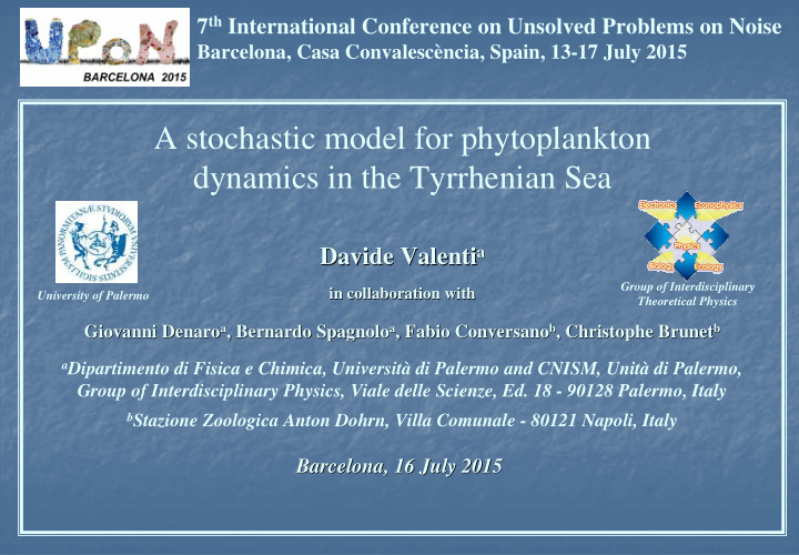 a stochastic model for phytoplankton dynamics in the
