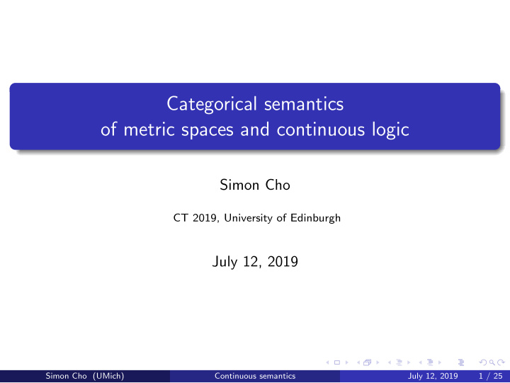 categorical semantics of metric spaces and continuous