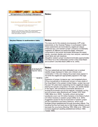 Notes:  GIS Applications in Fire Ecology &amp; Management  Lesson 7  Understanding Landscape Dynam
