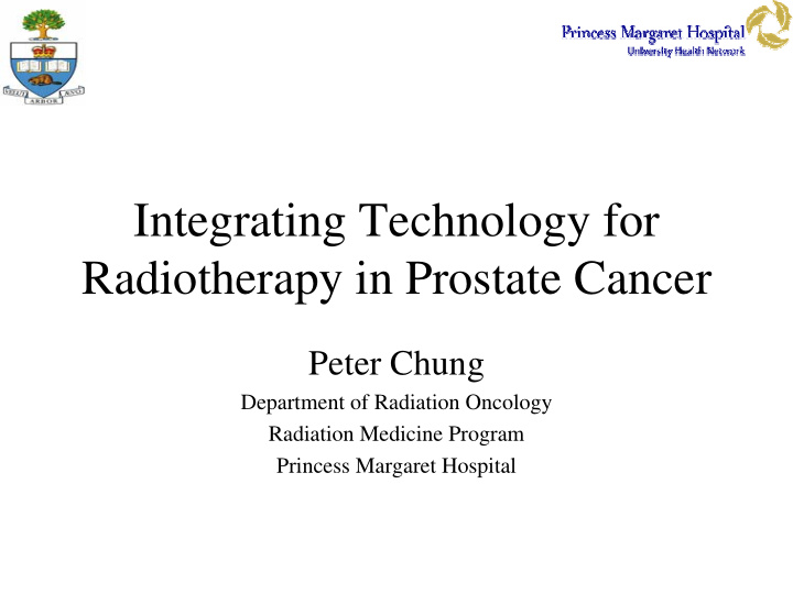 integrating technology for radiotherapy in prostate cancer