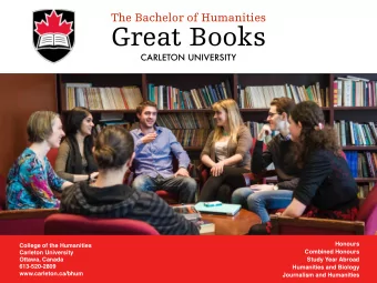 Great Books  CARLETON UNIVERSITY  Honours  College of the Humanities  Combined Honours  Carleton