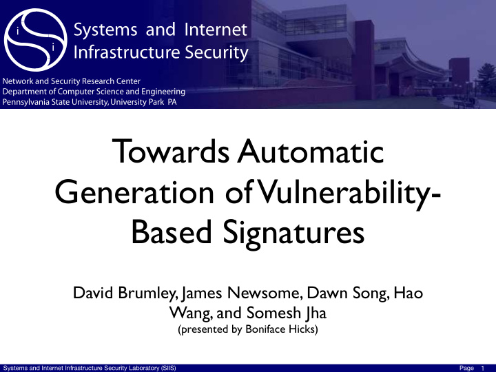 towards automatic generation of vulnerability based