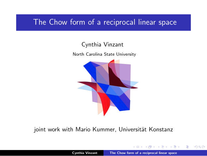 the chow form of a reciprocal linear space