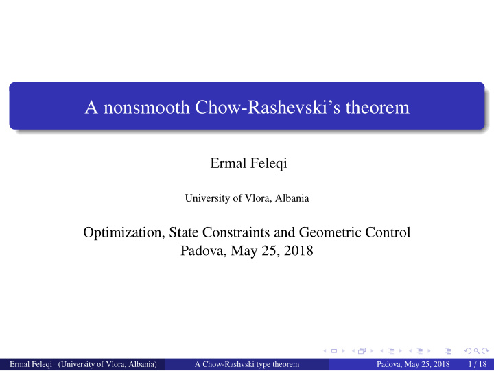 a nonsmooth chow rashevski s theorem