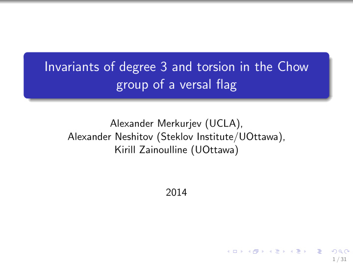 invariants of degree 3 and torsion in the chow group of a