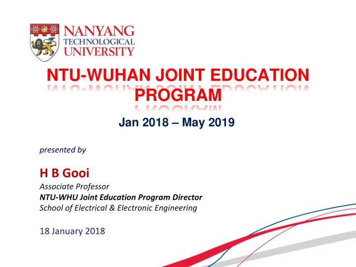 ntu wuhan joint education program